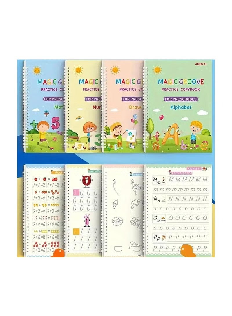 general Handwriting Copybook Magic Calligraphy Practice Book For Kids, Reusable Tracing Practice kit. Included Easy Grip Pen & Refill 4 books Math Numbers English Alphabet Drawing A5 Preschool Calligraphy Set - Image 5
