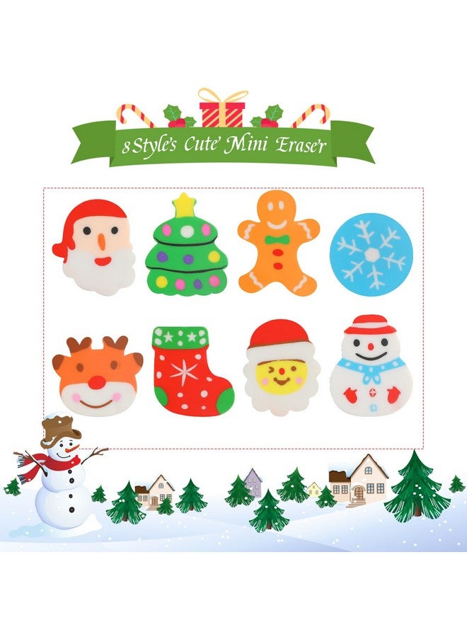 CCINEE CCINEE 120 Pcs Christmas Mini Erasers for Kids,Desk Pets Christmas Pencil Erasers Elk Snowman Santa Claus Xmas Tree Snowflake for Party Favor Goodie Bag Stuffers School Homework Reward - Image 2