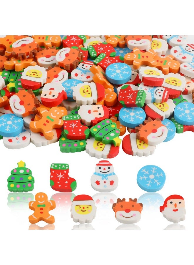CCINEE CCINEE 120 Pcs Christmas Mini Erasers for Kids,Desk Pets Christmas Pencil Erasers Elk Snowman Santa Claus Xmas Tree Snowflake for Party Favor Goodie Bag Stuffers School Homework Reward - Image 1