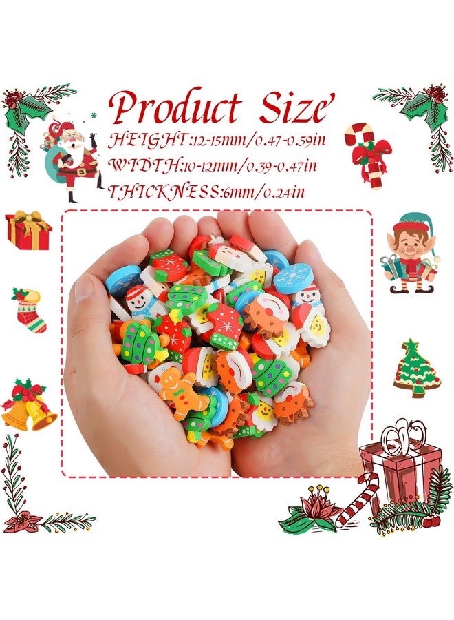 CCINEE CCINEE 120 Pcs Christmas Mini Erasers for Kids,Desk Pets Christmas Pencil Erasers Elk Snowman Santa Claus Xmas Tree Snowflake for Party Favor Goodie Bag Stuffers School Homework Reward - Image 3