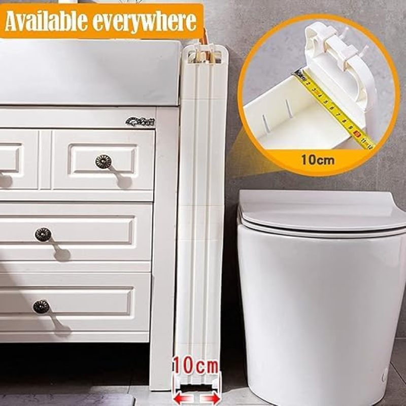 Slim Rolling Storage Cart: 3-Tier White Mobile Organizer - Space-Saving Design Slim Utility Cart for Home Office, Bathroom, Kitchen and Dorm Use - Image 3