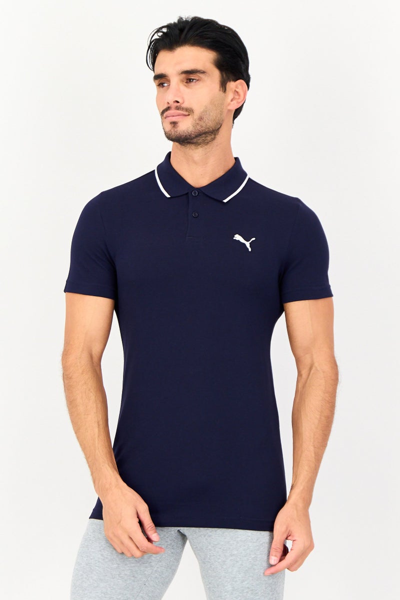 PUMA Men Slim Fit Short Sleeve Collar Tipping Outdoor Polo Shirt, Navy - Image 1