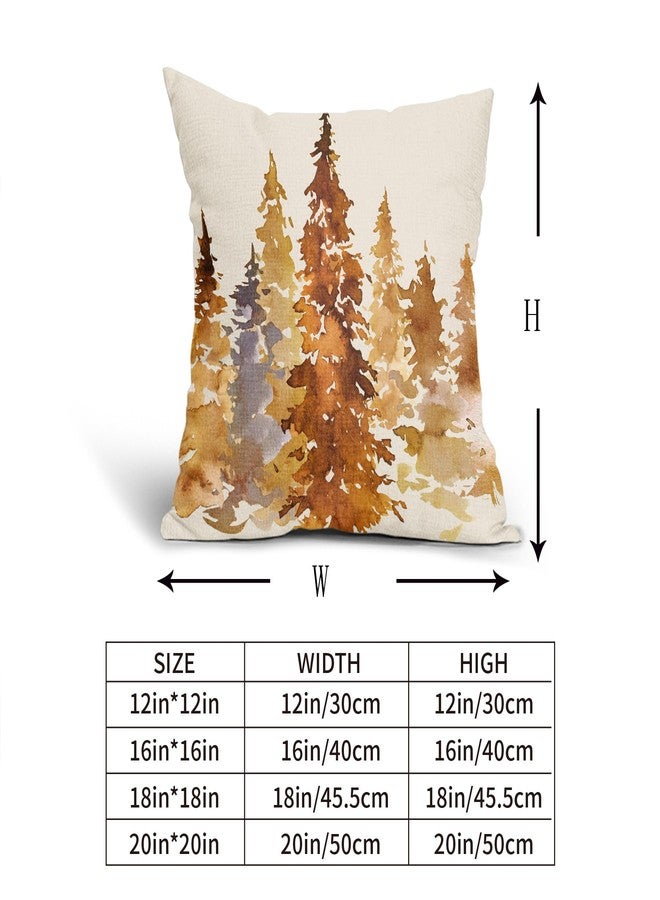 aportt Burnt Orange Fall Tree Pillow Covers 18X18 in Set of 2 Nature Themed Autumn Decorative Pillow Cases Watercolor Rustic Forest Pillowcase Home Decor for Living Room Couch Patio Sofa Porch Outdoor - Image 4