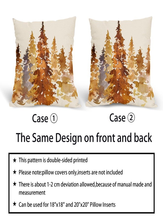 aportt Burnt Orange Fall Tree Pillow Covers 18X18 in Set of 2 Nature Themed Autumn Decorative Pillow Cases Watercolor Rustic Forest Pillowcase Home Decor for Living Room Couch Patio Sofa Porch Outdoor - Image 5