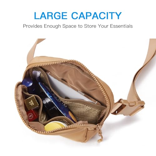 Telena Belt Bag for Women Men Fashionable Crossbody Fanny Pack for Women Waist Bag with Adjustable Strap Light Brown - Image 3