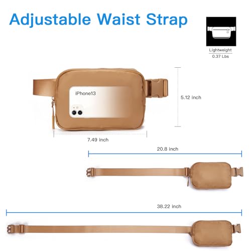 Telena Belt Bag for Women Men Fashionable Crossbody Fanny Pack for Women Waist Bag with Adjustable Strap Light Brown - Image 4