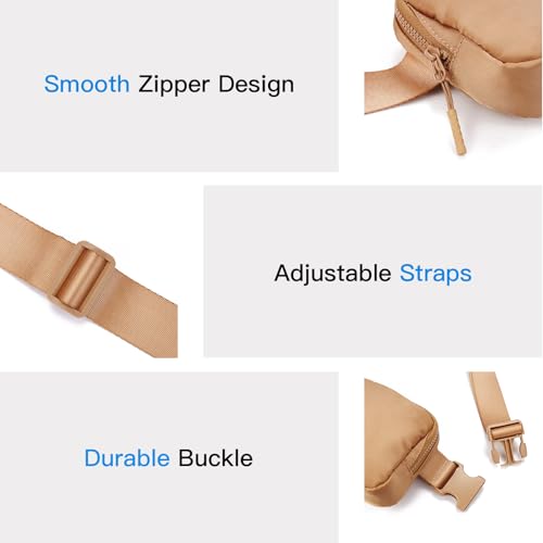 Telena Belt Bag for Women Men Fashionable Crossbody Fanny Pack for Women Waist Bag with Adjustable Strap Light Brown - Image 5