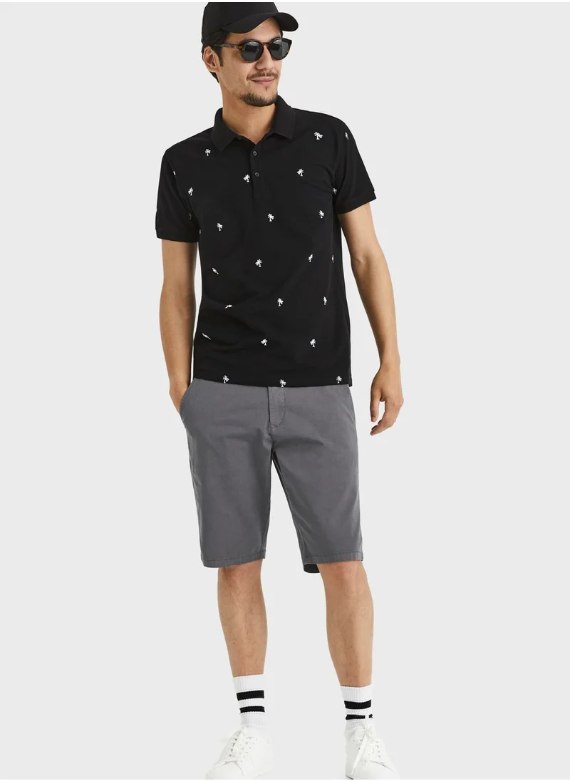 Celio Palm Print Polo