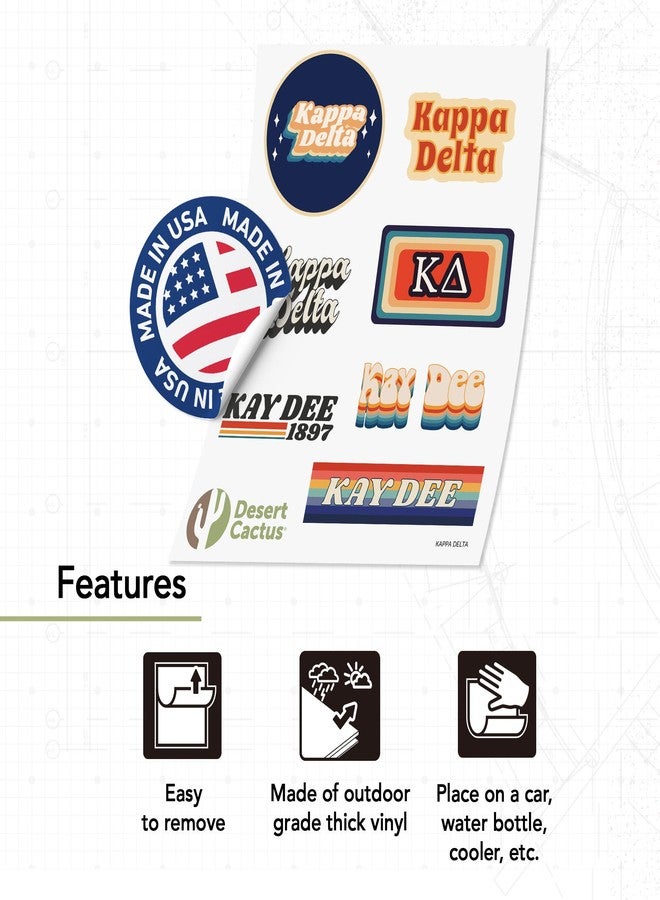 Desert Cactus Kappa Delta Sticker 70's Themed Sheet Decal Laptop Water Bottle Car KD (70's Sheet) - Image 4