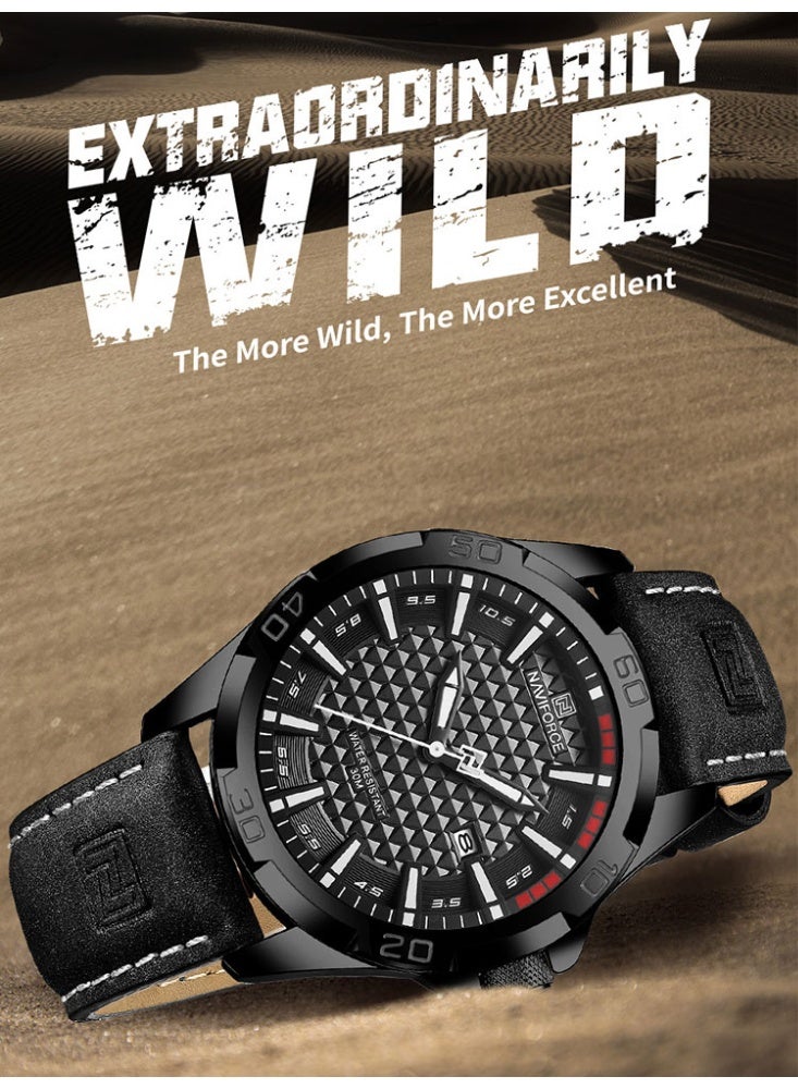 NAVIFORCE NAVIFORCE Men Casual Sport Military Quartz Calendar Wrist Watch for Man Business Leather Waterproof Male Clock  - Image 4