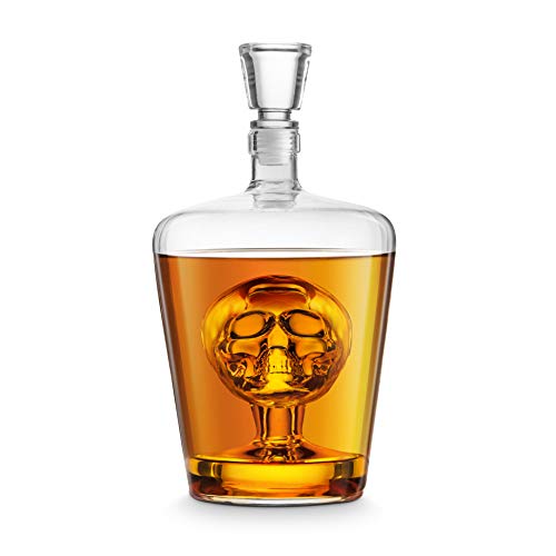 Final Touch Brain Freeze Skull Decanter - 34oz Handblown Glass with Intricate Skull Inside - Ideal for Halloween Decor, Themed Parties, Enhances Liquor Display with Freshness Seal - Image 1