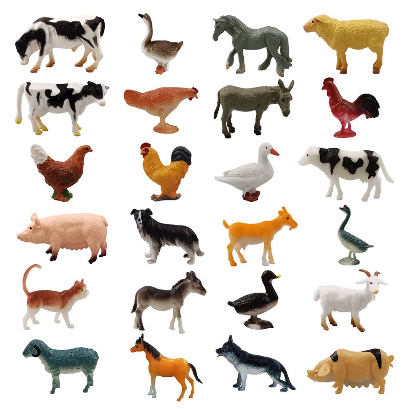 PPXMEEUDC 24 Mini Farm Animal Figurines, Realistic Figures, Educational Toys for Toddlers, Cake Toppers, Scene Decorations - Image 1