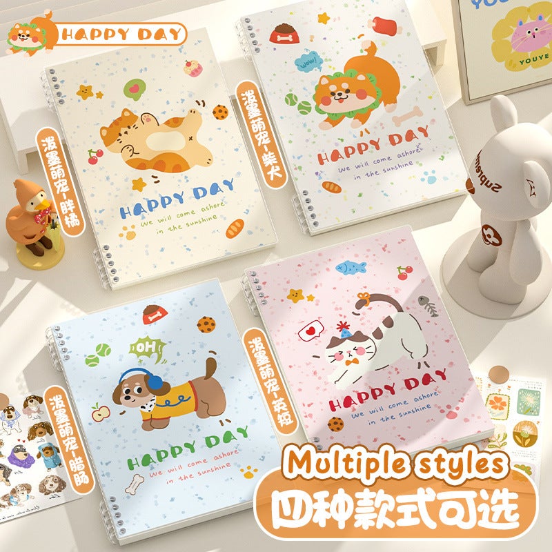 B5 Loose-Leaf Splash Ink Detachable Hand-Free Cute Thickened High-Value Coil Notebook Student A5 Notepad - Image 3