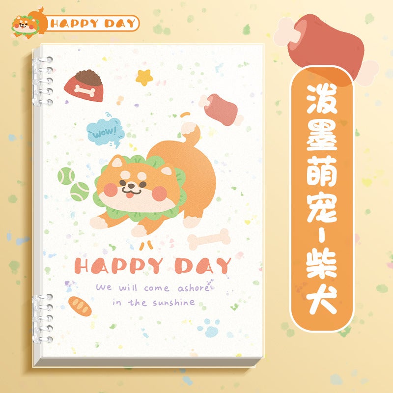 B5 Loose-Leaf Splash Ink Detachable Hand-Free Cute Thickened High-Value Coil Notebook Student A5 Notepad - Image 1