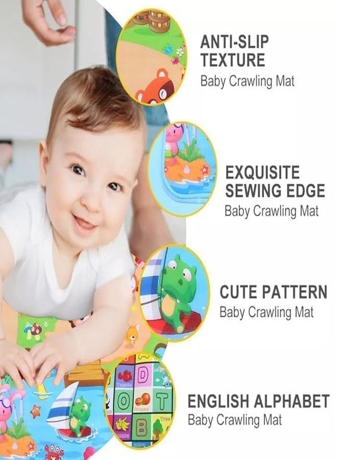 SHOPER ZONE Double Sided Waterproof Foldable Baby Play Mat - Thick 5mm Anti-Slip Crawling Mat with Educational Alphabet & Cartoon Print, Soft Floor Carpet for Kids Indoor Play (Standard Baby Mat) - Image 5