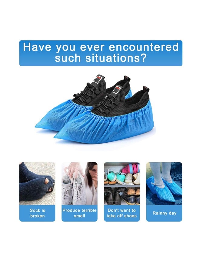 Disposable Shoe Cover -100 Pieces (50 Pairs) Indoor Non-Slip Shoe Cover, Waterproof, Durable Protective Cover, Size Fits All, Cpe Plastic (Blue)  - Image 3