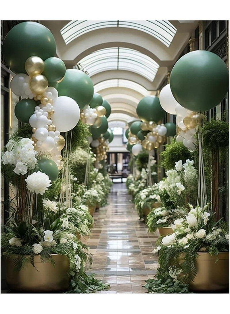 سيج بالون الذهب الأبيض الأخضر إكليل قوس عدة ، 146 بالونات اللاتكس أحجام مختلفة 18 12 10 5 بوصة ، وتستخدم في دش عيد ميلاد الطفل الجنس تكشف عن زينة حفل زفاف - Image 3