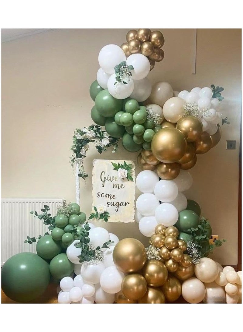 سيج بالون الذهب الأبيض الأخضر إكليل قوس عدة ، 146 بالونات اللاتكس أحجام مختلفة 18 12 10 5 بوصة ، وتستخدم في دش عيد ميلاد الطفل الجنس تكشف عن زينة حفل زفاف - Image 4