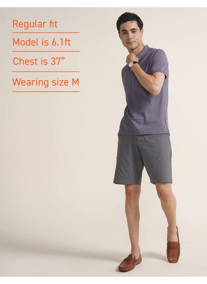 DaMENSCH - DAMENSCH Constant Men's All-Degree Thermoregulating Pique 500 Day Polo T-Shirt - 2 btn -Pack of 1-Lavender Blue-Medium - Image 1