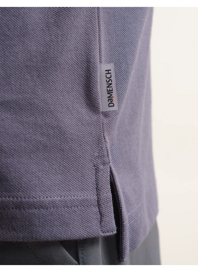 DaMENSCH - DAMENSCH Constant Men's All-Degree Thermoregulating Pique 500 Day Polo T-Shirt - 2 btn -Pack of 1-Lavender Blue-Medium - Image 1