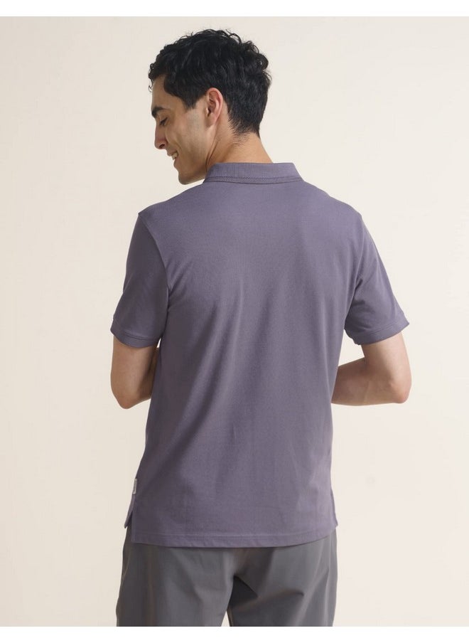 DaMENSCH - DAMENSCH Constant Men's All-Degree Thermoregulating Pique 500 Day Polo T-Shirt - 2 btn -Pack of 1-Lavender Blue-Medium - Image 1