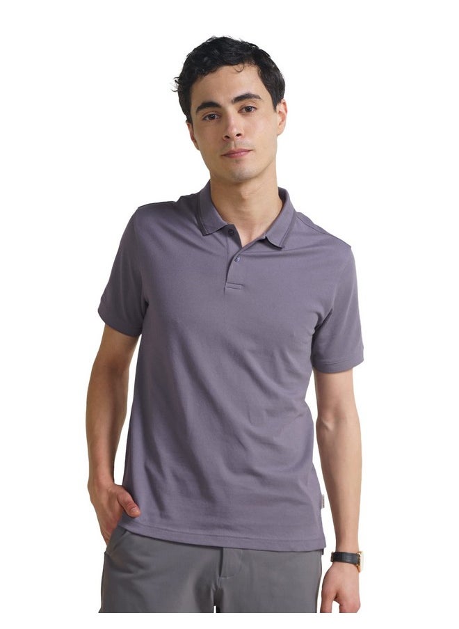 DaMENSCH - DAMENSCH Constant Men's All-Degree Thermoregulating Pique 500 Day Polo T-Shirt - 2 btn -Pack of 1-Lavender Blue-Medium - Image 1
