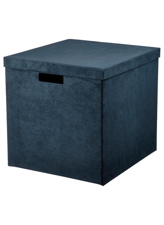 Green Tiger Storage box with lid, velvet dark blue, 32x35x32 cm  - Image 1