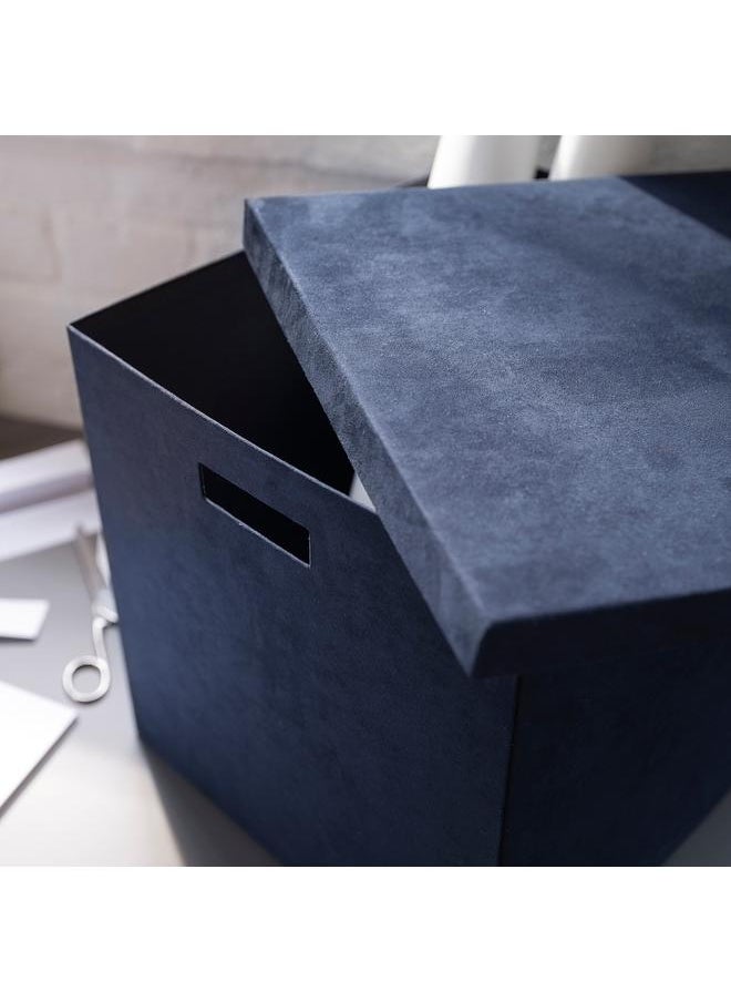 Green Tiger Storage box with lid, velvet dark blue, 32x35x32 cm  - Image 2