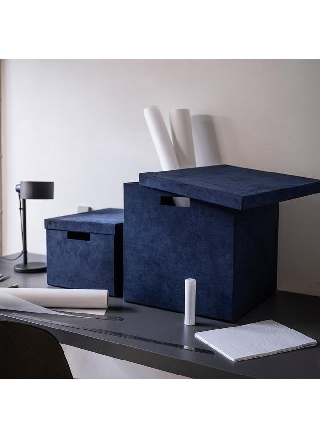 Green Tiger Storage box with lid, velvet dark blue, 32x35x32 cm  - Image 5