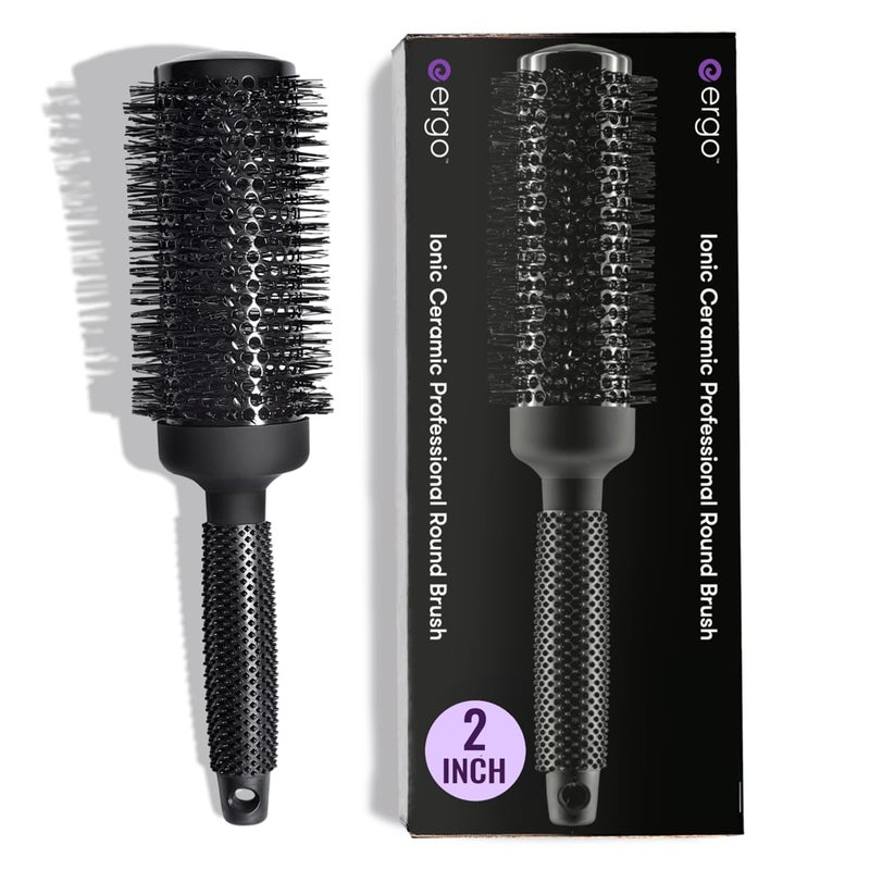 Ergo Ceramic Ionic Round Brush for Blow Out - Salon Quality Hair Brushes for Women - Roller Brush for Blow Drying, Wet and Dry Hair Styling, Volumizing Hair Care - ER53: 2" - Image 1