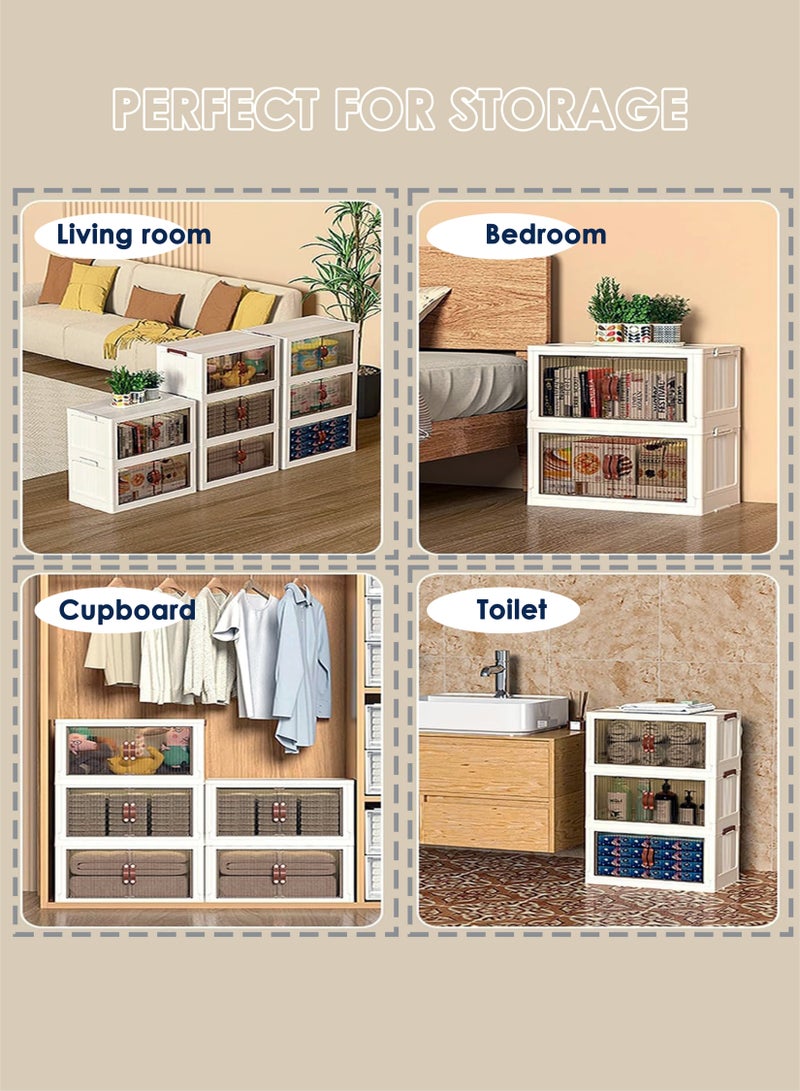 Toshionics Collapsible Storage Rack Cabinet Foldable Multi-Layer Shelf Organizer with Wheels, Transparent Doors, Heavy-Duty Storage Cupboard for Home, Kitchen, Office, Bedroom, Bathroom, Wardrobe, Closet, Display Shelf Almira Available in 3, 4 & 5 Layers with Multiple Sizes - Image 3