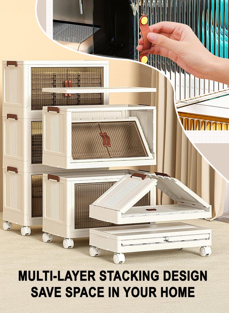 Toshionics Collapsible Storage Rack Cabinet Foldable Multi-Layer Shelf Organizer with Wheels, Transparent Doors, Heavy-Duty Storage Cupboard for Home, Kitchen, Office, Bedroom, Bathroom, Wardrobe, Closet, Display Shelf Almira Available in 3, 4 & 5 Layers with Multiple Sizes - Image 4
