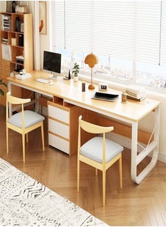 fashionhome Multifunction Modern Design 2-Person Double-Seat Study Table Home Office Laptop Computer Desk Writing Workstation Desk with Storage Drawers for Bedroom Living Room Offices 240x48x73 cm  - Image 3