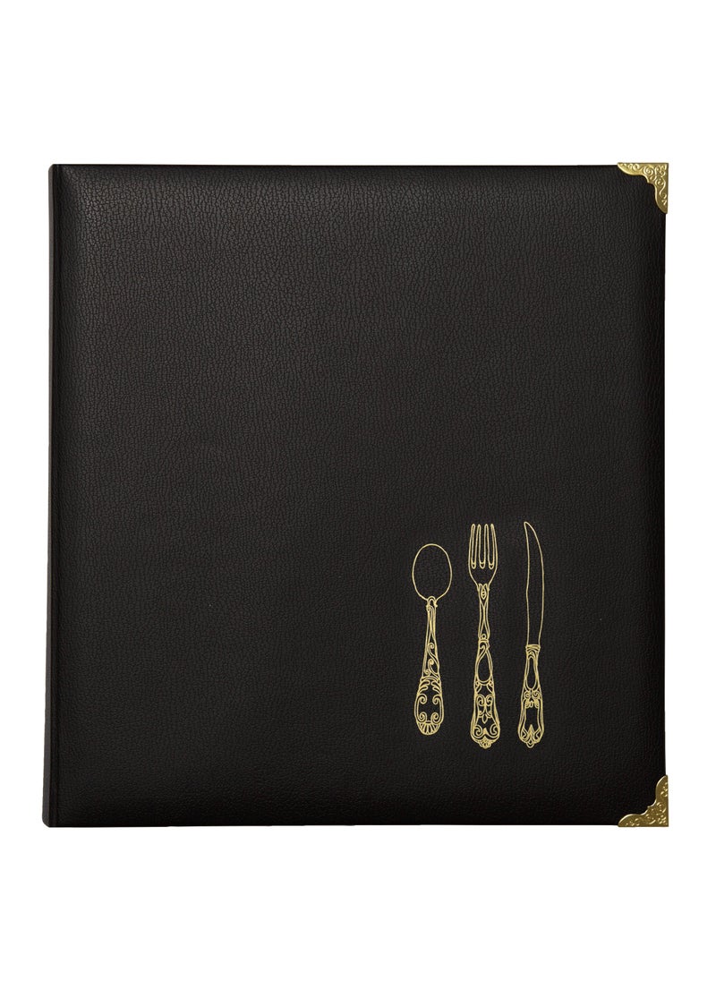 C.R. Gibson CR Gibson Black and Gold Faux Leather Recipe Book With Tabbed Dividers and Sheet Protectors 11 W x 1188 H 