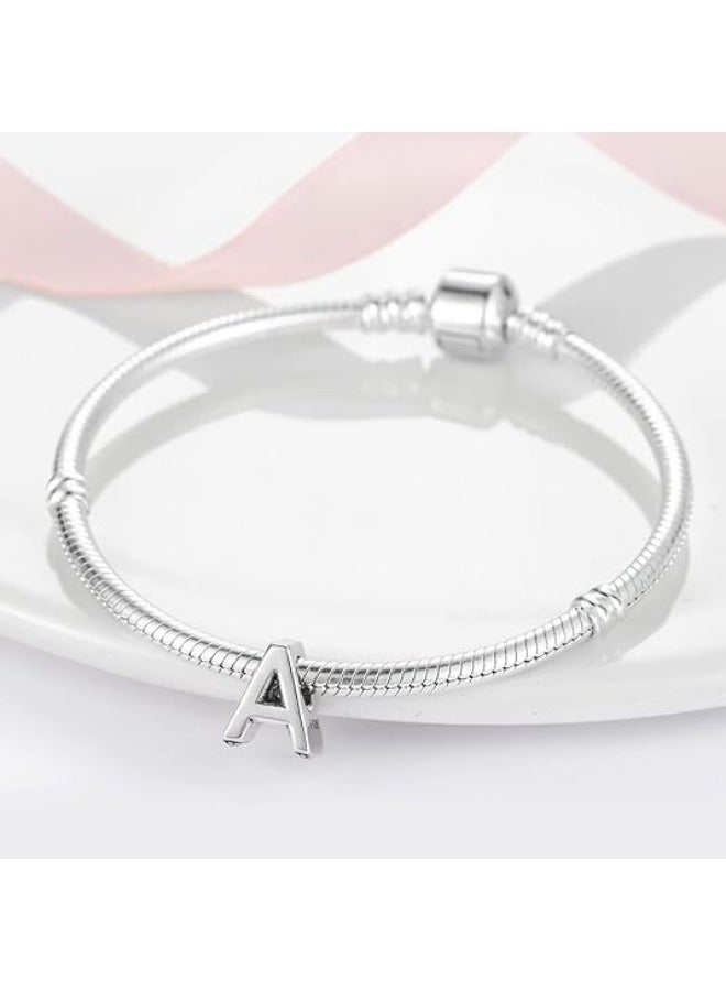 NIBEMINENT Initial Charms Fits Pandora Bracelet S925 Sterling Silver Letter Charms for Bracelets Alphabet A-Z Letters Bead Bracelet for Women Birthday Ceremony Charm Bracelets Necklace Pendent Anklet DIY Jewelry  - Image 2