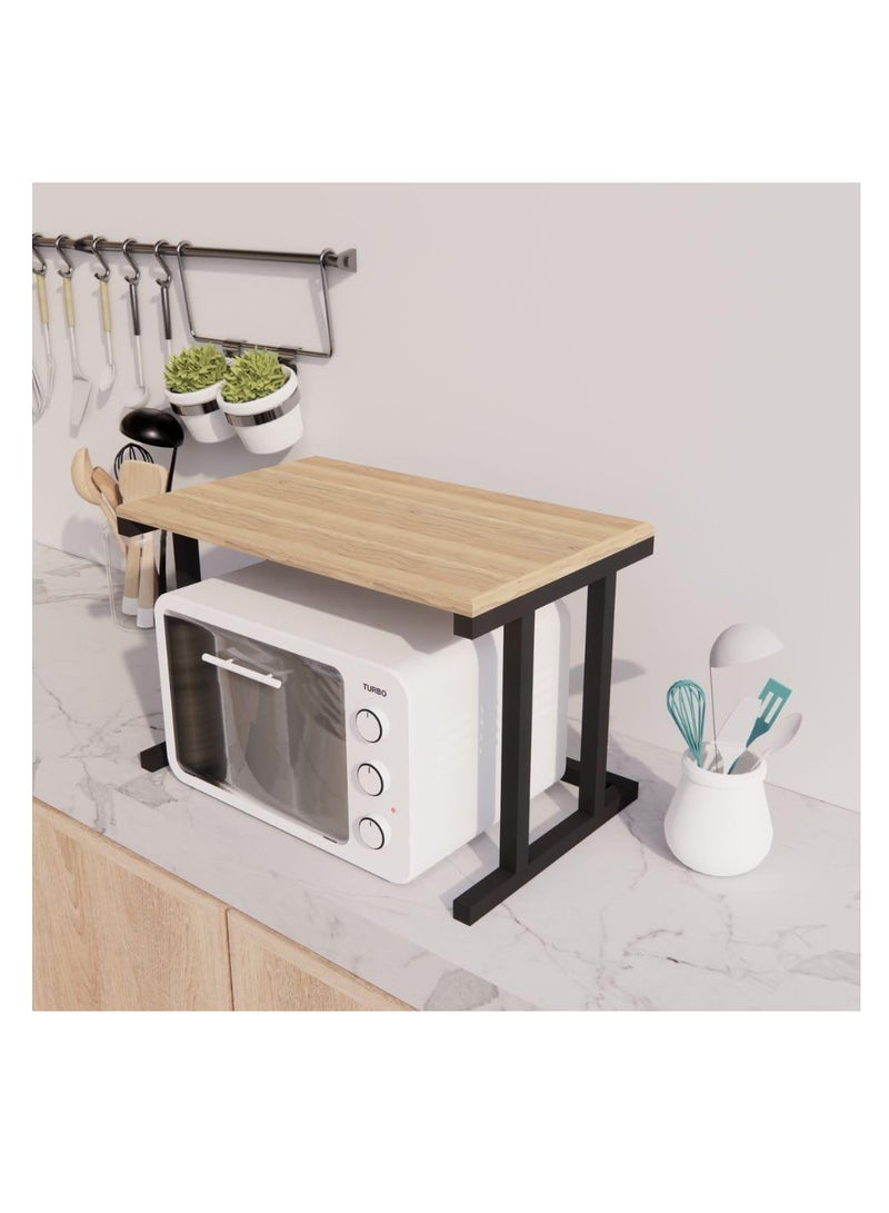 ريكو رف فرن الميكروويف، حامل محمصة الخبز، لوازم المطبخ، مساحة تخزين أدوات المائدة للمنزل، الفندق، غرفة المعيشة، الحمام، المكتب، خضروات الفاكهة (بني داكن) - Image 2