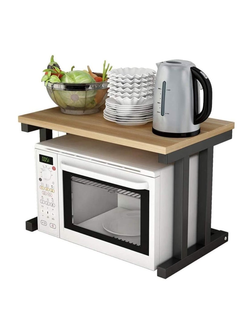 ريكو رف فرن الميكروويف، حامل محمصة الخبز، لوازم المطبخ، مساحة تخزين أدوات المائدة للمنزل، الفندق، غرفة المعيشة، الحمام، المكتب، خضروات الفاكهة (بني داكن) - Image 1