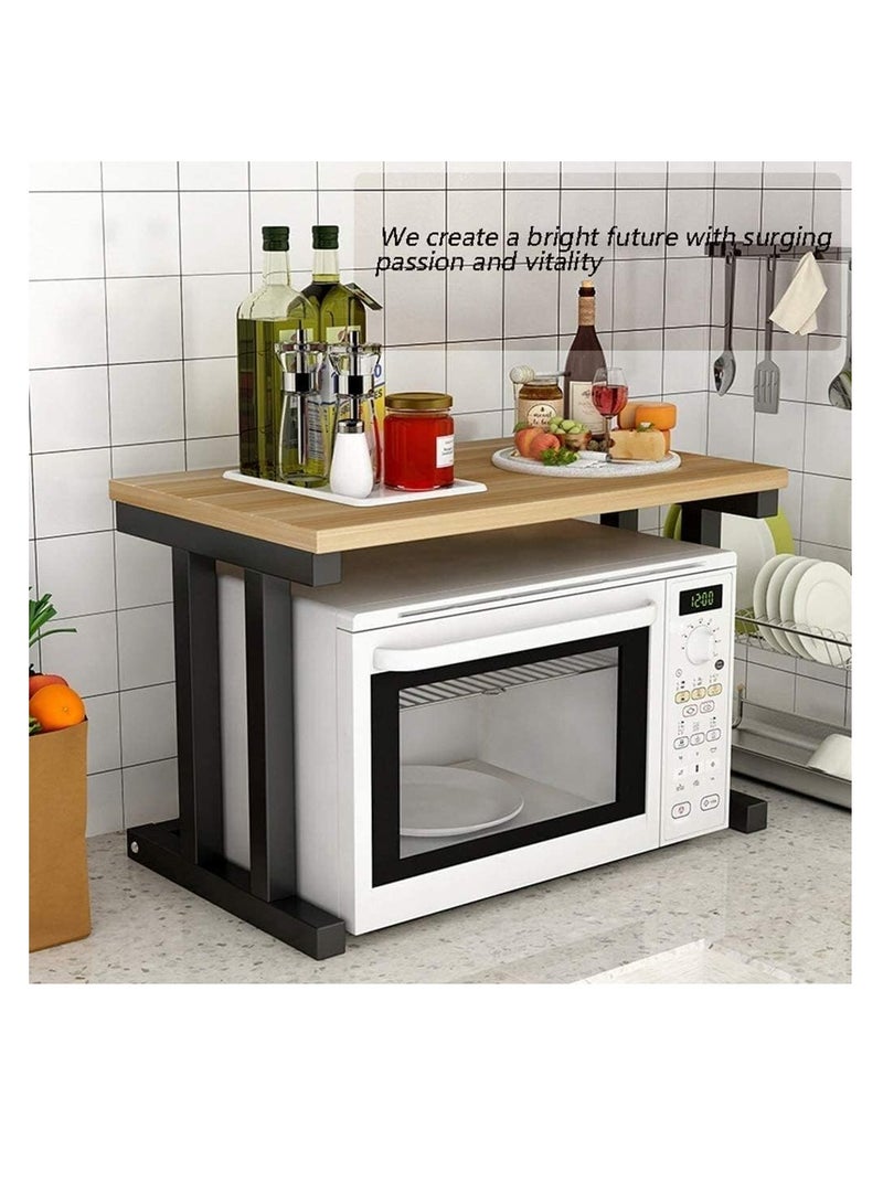 ريكو رف فرن الميكروويف، حامل محمصة الخبز، لوازم المطبخ، مساحة تخزين أدوات المائدة للمنزل، الفندق، غرفة المعيشة، الحمام، المكتب، خضروات الفاكهة (بني داكن) - Image 4