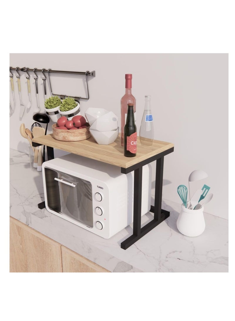 ريكو رف فرن الميكروويف، حامل محمصة الخبز، لوازم المطبخ، مساحة تخزين أدوات المائدة للمنزل، الفندق، غرفة المعيشة، الحمام، المكتب، خضروات الفاكهة (بني داكن) - Image 3