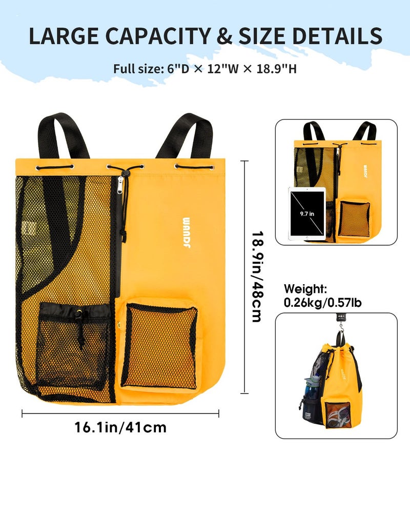 WANDF Swim Bag Mesh Drawstring Backpack with Wet Pocket Beach Backpack for Swimming, Gym, and Workout Gear (Orange) - Image 5
