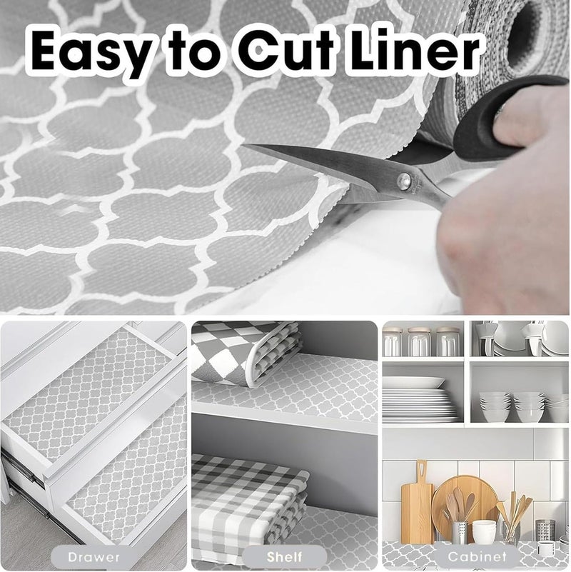 MunKan 2 Rolls (45 x 150cm) Shelf Liner Non-Adhesive Drawer Mats, Non-Slip Food Grade EVA Drawer Liner, Stain-Proof Liner for Shelf, Refrigerator, Cupboard, and Desk ( Grey ) - Image 5