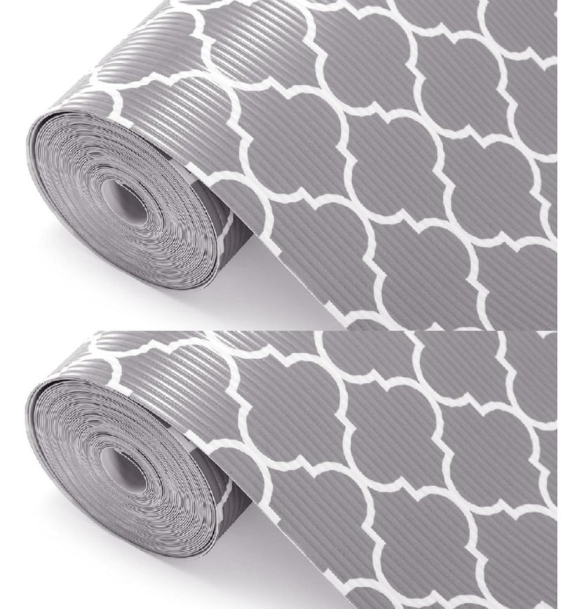 MunKan 2 Rolls (45 x 150cm) Shelf Liner Non-Adhesive Drawer Mats, Non-Slip Food Grade EVA Drawer Liner, Stain-Proof Liner for Shelf, Refrigerator, Cupboard, and Desk ( Grey ) - Image 1