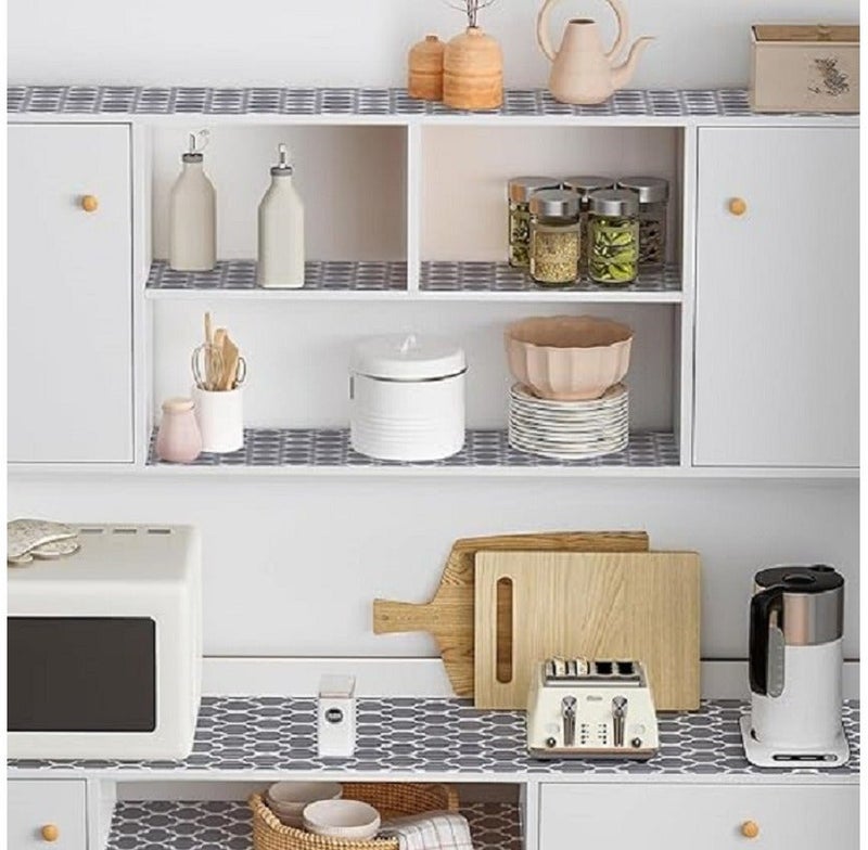MunKan 2 Rolls (45 x 150cm) Shelf Liner Non-Adhesive Drawer Mats, Non-Slip Food Grade EVA Drawer Liner, Stain-Proof Liner for Shelf, Refrigerator, Cupboard, and Desk ( Grey ) - Image 3