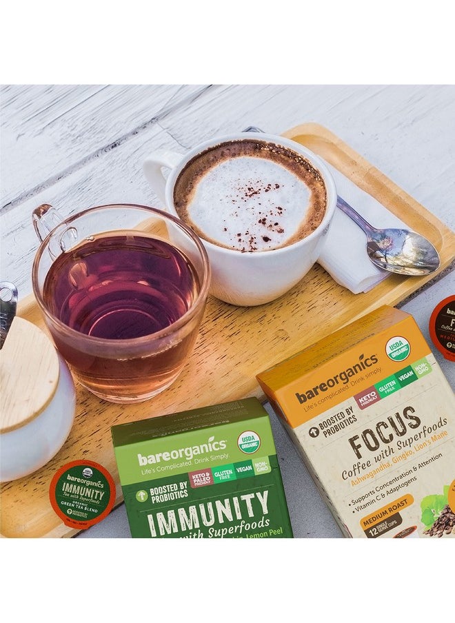 Bareorganics - 13180 Focus Coffee With Superfoods Organic Probiotic Coffee 10 Single Serve Cups - Image 1