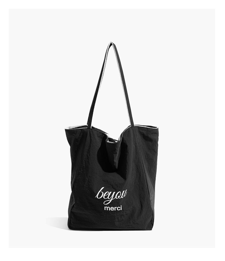Striped Canvas Bag For Women Trendy Summer Korean Niche Tote Bag Casual Large Capacity Shopping Bag - Image 1