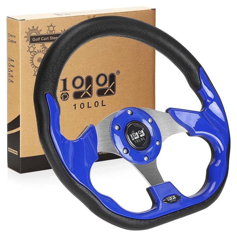 10L0L Golf Cart Steering Wheel for EZGO TXT/RXV/Valor, Club Car DS/Precedent/Onward/Tempo and Yamaha Golf Carts,Blue - Image 1