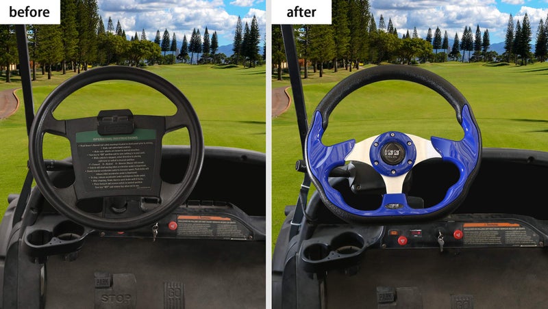 10L0L Golf Cart Steering Wheel for EZGO TXT/RXV/Valor, Club Car DS/Precedent/Onward/Tempo and Yamaha Golf Carts,Blue - Image 5