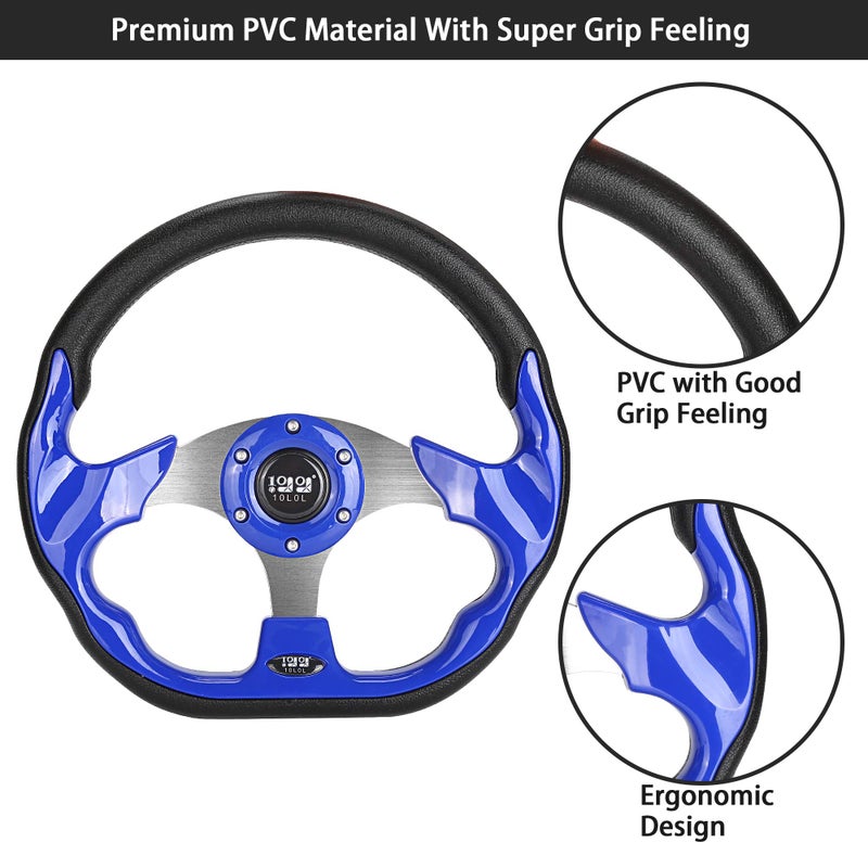 10L0L Golf Cart Steering Wheel for EZGO TXT/RXV/Valor, Club Car DS/Precedent/Onward/Tempo and Yamaha Golf Carts,Blue - Image 4