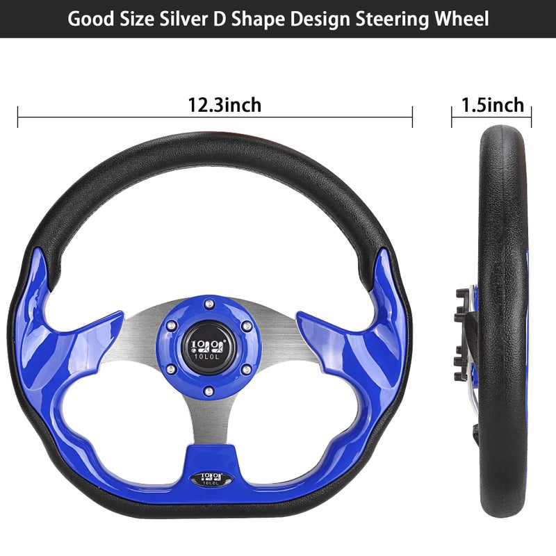 10L0L Golf Cart Steering Wheel for EZGO TXT/RXV/Valor, Club Car DS/Precedent/Onward/Tempo and Yamaha Golf Carts,Blue - Image 3