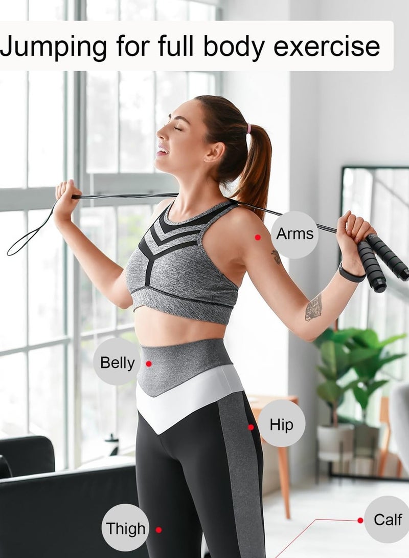 CoolRabbie CoolRabbie Skipping Jump Rope, Tangle-Free Rapid Speed Jumping Rope Cable with Ball Bearings for Women, Men, and Kids, Adjustable Steel Jump Rope Workout with Foam Handles for Fitness, Home Exercise & Slim Body  - Image 4